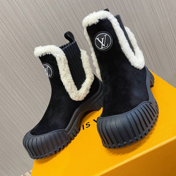 LV Ruby Flat Ankle Boot 50mm Black Suede