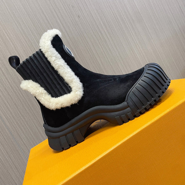 LV Ruby Flat Ankle Boot 50mm Black Suede