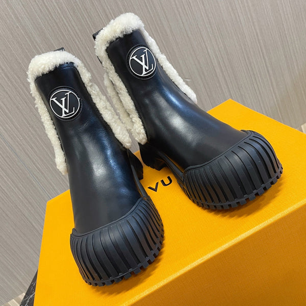 LV Ruby Flat Ankle Boot 50mm Glossy Black Cowhide
