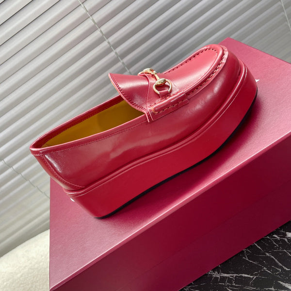 HORSEBIT PLATFORM LOAFER IN CRIMSON RED CALFSKIN