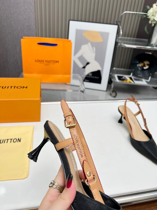 LV Blossom Slingback Pump 55mm Black Embroidered fabric 218285