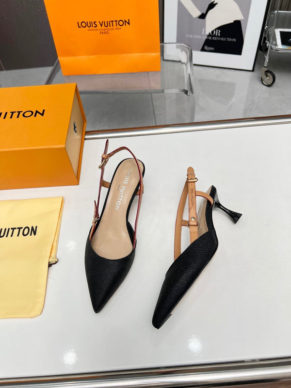 LV Blossom Slingback Pump 55mm Black Embroidered fabric 218285