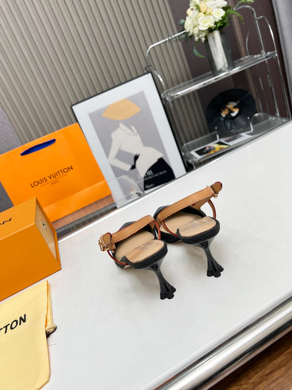 LV Blossom Slingback Pump 55mm Black Embroidered fabric 218285