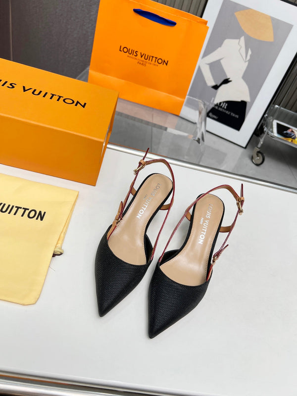 LV Blossom Slingback Pump 55mm Black Embroidered fabric 218285