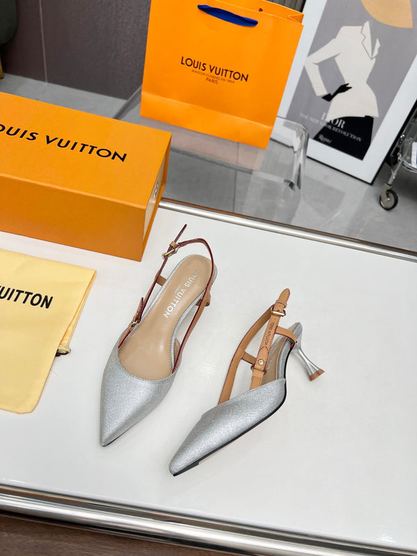 LV Blossom Slingback Pump 55mm White Embroidered fabric 218286