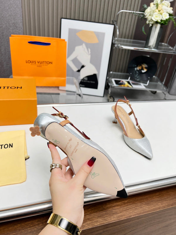 LV Blossom Slingback Pump 55mm White Embroidered fabric 218286