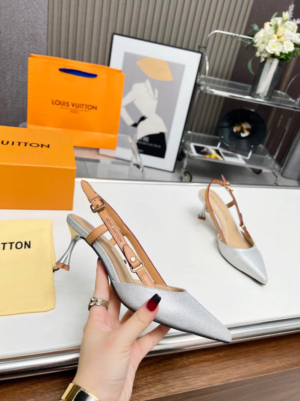 LV Blossom Slingback Pump 55mm White Embroidered fabric 218286