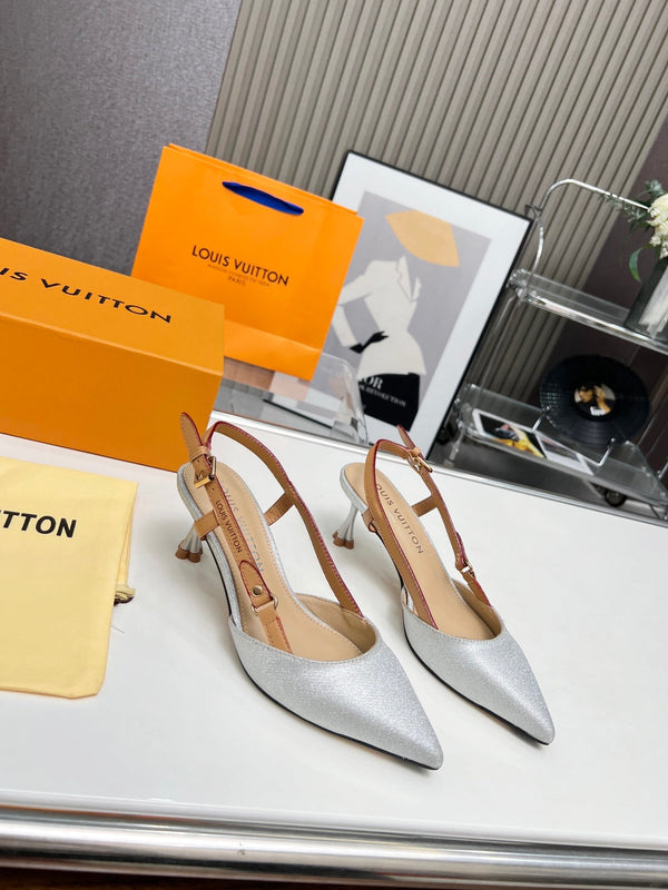 LV Blossom Slingback Pump 55mm White Embroidered fabric 218286