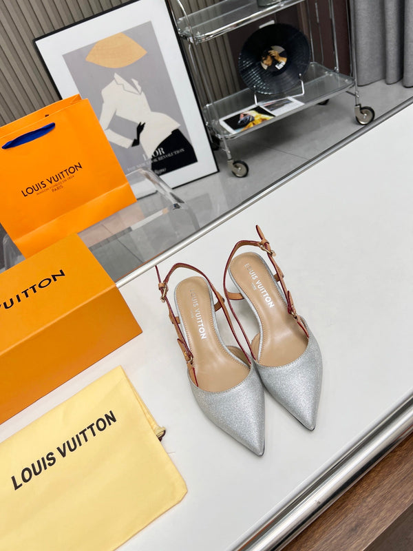 LV Blossom Slingback Pump 55mm White Embroidered fabric 218286