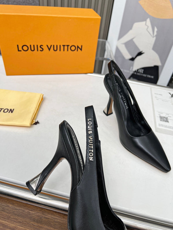 LV Spake Slingback 8.5CM Black Calfskin 218295