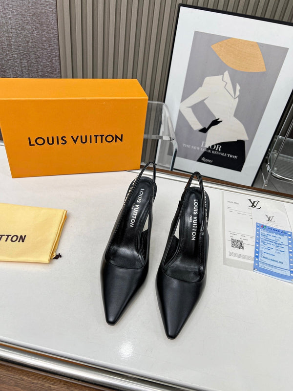 LV Spake Slingback 8.5CM Black Calfskin 218295