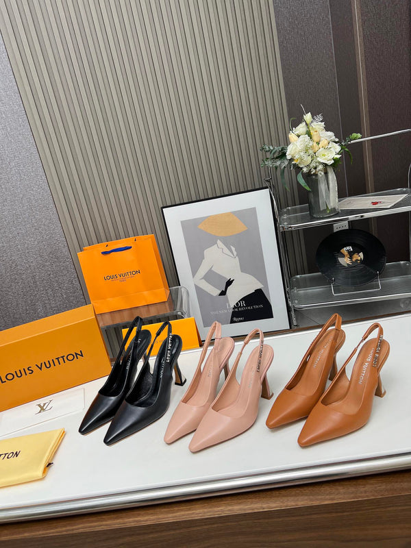 LV Spake Slingback 8.5CM Black Calfskin 218295