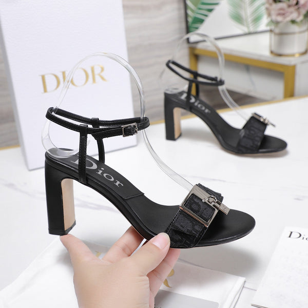 CD 26s D-Idole Heeled Sandals 8.5cm Black Jacquard Calfskin 961315