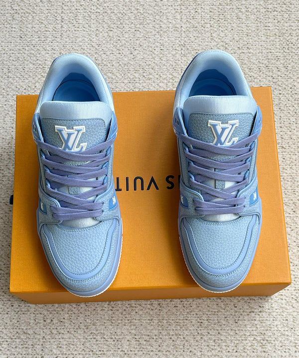 LV TRAINER SHOES SAPPHIRE BLUE GRAINED CALFSKIN