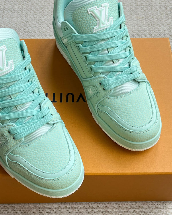 LV TRAINER SHOES SKY BLUE GRAINED CALFSKIN