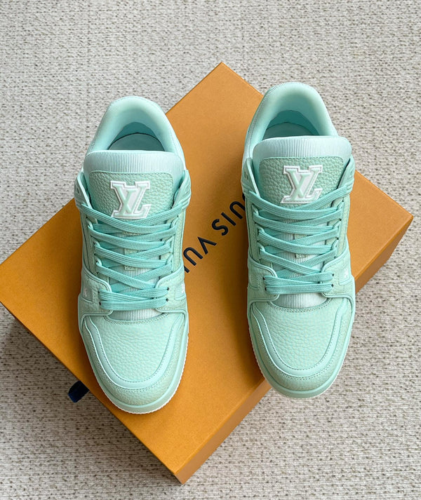 LV TRAINER SHOES SKY BLUE GRAINED CALFSKIN