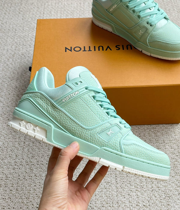 LV TRAINER SHOES SKY BLUE GRAINED CALFSKIN