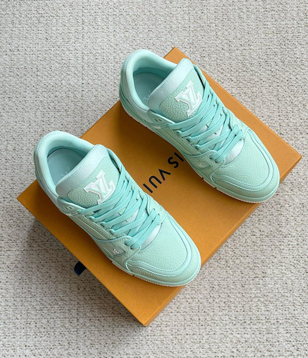 LV TRAINER SHOES SKY BLUE GRAINED CALFSKIN