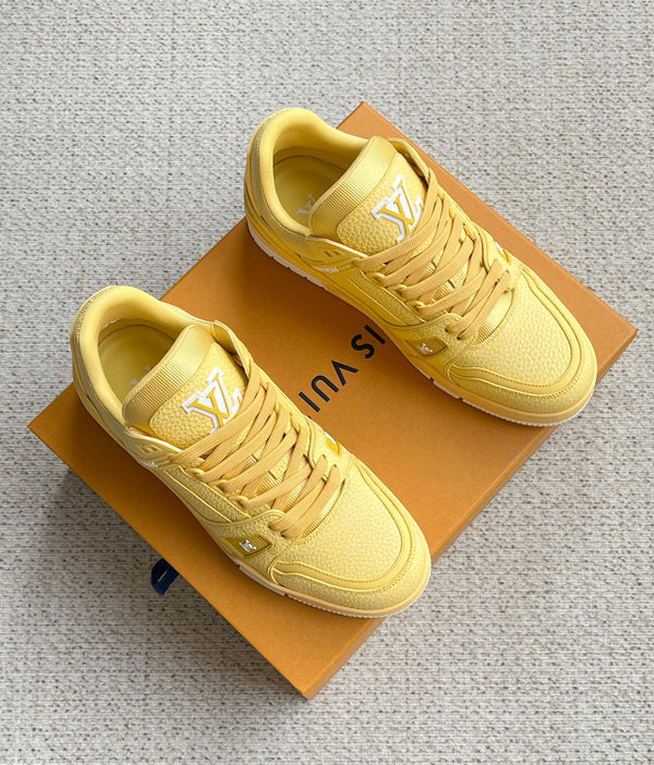 LV TRAINER SHOES LIGHT YELLOW GRAINED CALFSKIN
