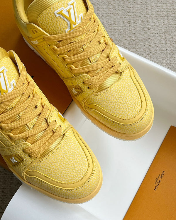 LV TRAINER SHOES LIGHT YELLOW GRAINED CALFSKIN
