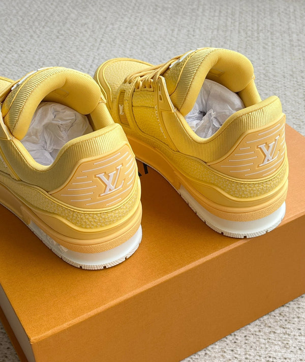 LV TRAINER SHOES LIGHT YELLOW GRAINED CALFSKIN