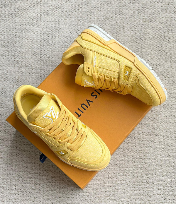 LV TRAINER SHOES LIGHT YELLOW GRAINED CALFSKIN