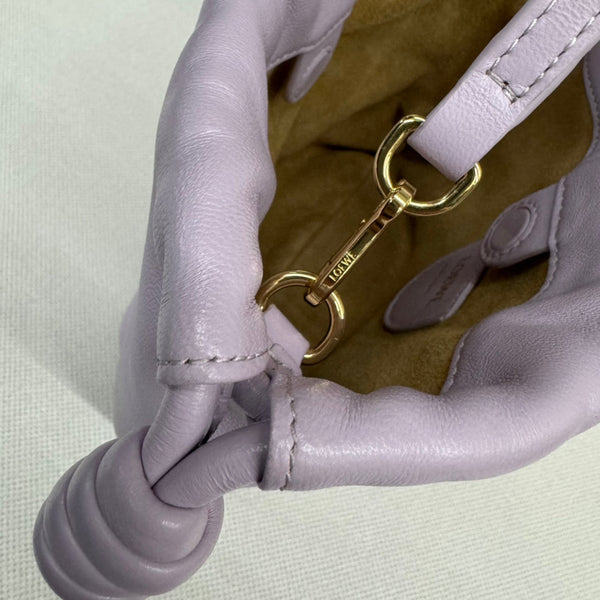 LOE 23 FLAMENCO PURSE BUCKET IN PERIWINKLE PURPLE LAMBSKIN