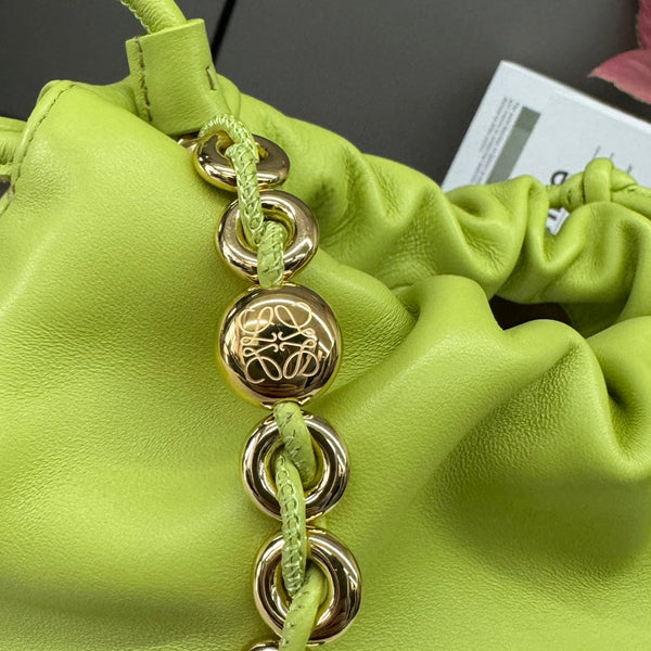 Loewe Flamenco Purse Bucket 32 Lime Lambskin Ghw