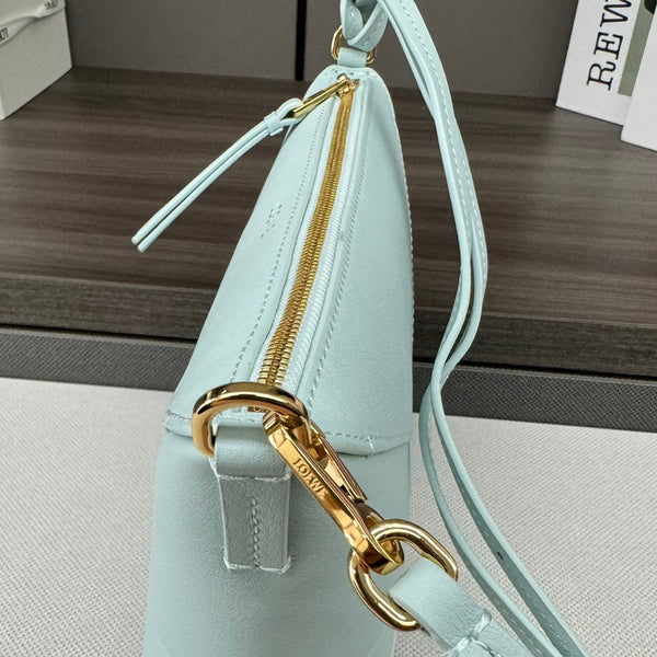 LOE MINI 23 FUZZLE FOLD POUCH IN LIGHT BLUE CALFSKIN