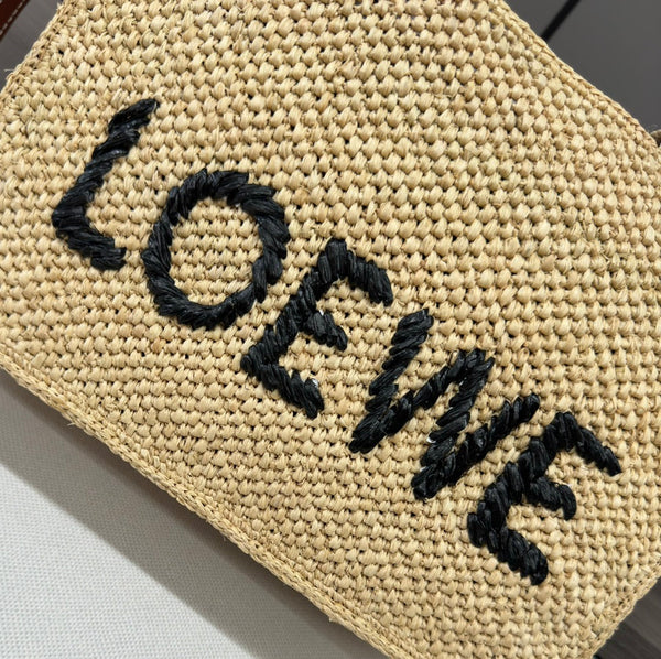 Loew Font Tote 24cm Beige Raffia