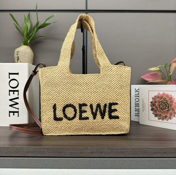 Loew Font Tote 24cm Beige Raffia