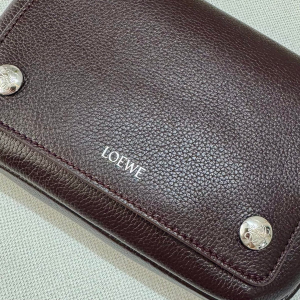 Loewe 2025 Small Pebble Messenger Bag Cinnabar Red Grained Calfskin 274595