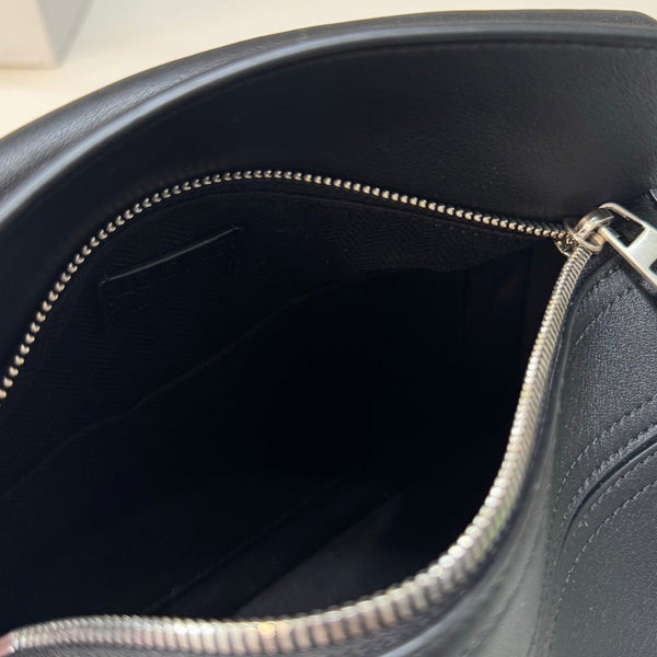 Loew Puzzle Biker Shoulder Bag 24cm Black Cowhide