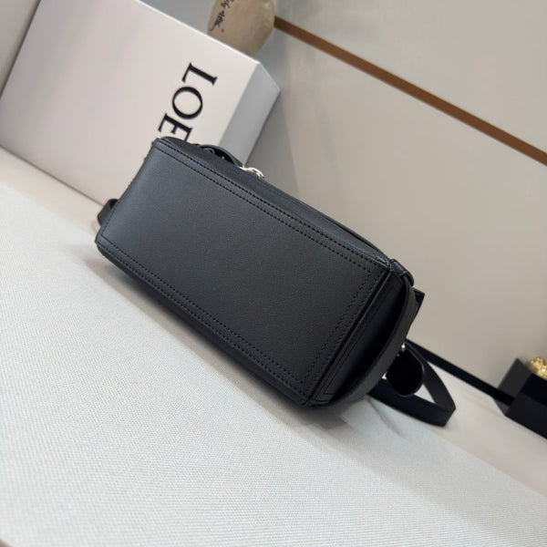 Loew Puzzle Biker Shoulder Bag 24cm Black Cowhide