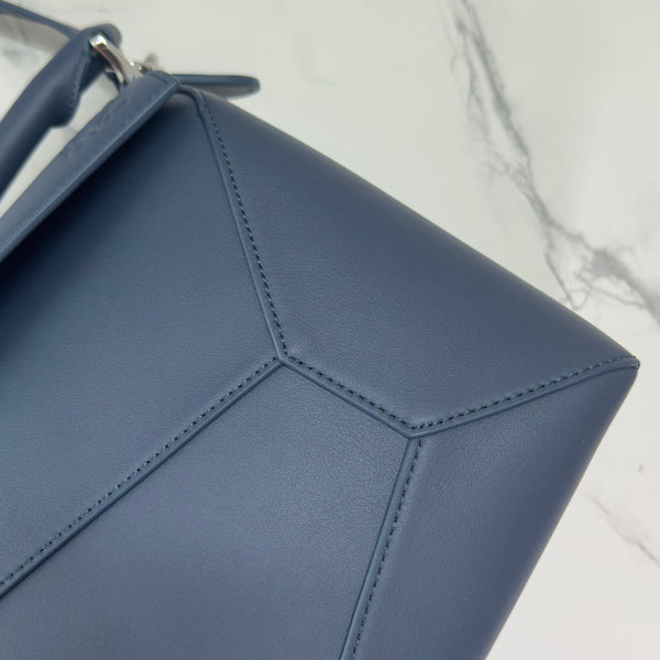 Loew Puzzle Edge Large Bag 33cm Indigo Dye Calfskin