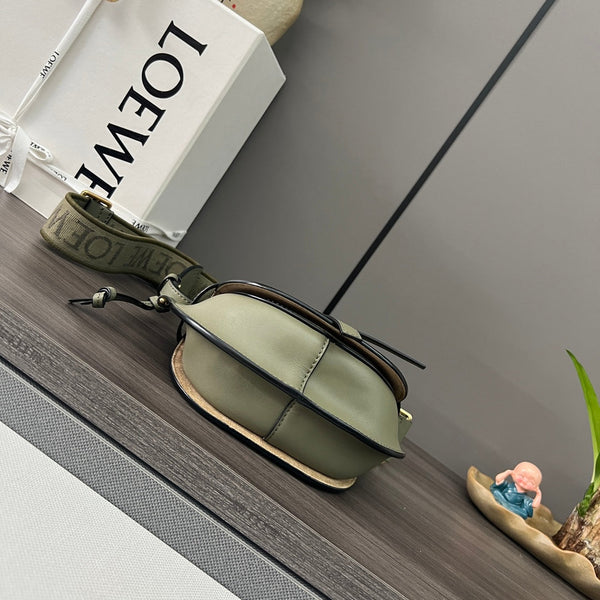 Mini Gate Dual bag in soft calfskin and jacquard Green smooth caflskin