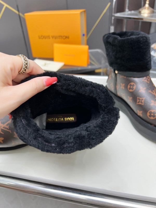 LV Aspen Platform Ankle Boot Dark Brown Monogram Cowhide