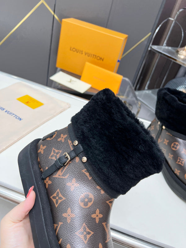 LV Aspen Platform Ankle Boot Dark Brown Monogram Cowhide