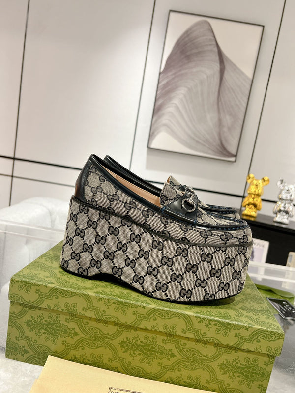 GG HORSEBIT PLATFORM LOAFER BLACK CALFSKIN