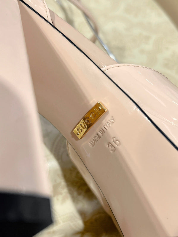 GG CRYSTALS PLATFORM PUMPS CREAM CALFSKIN