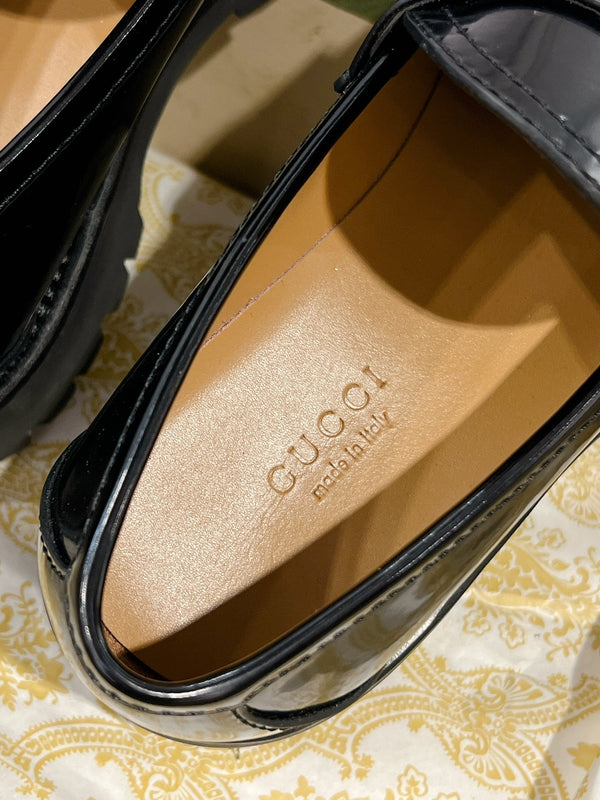 GG LOAFER WITH HORSEBIT GLOSSY BLACK CALFSKIN