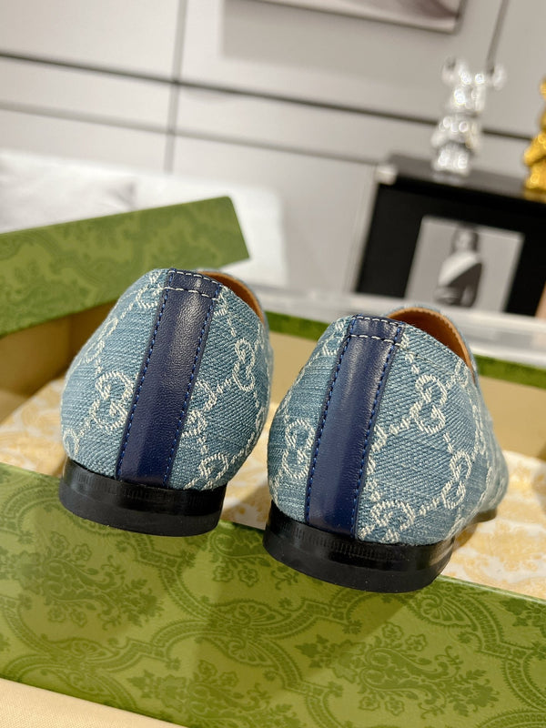 MEN'S LOAFER WITH HORSEBIT IN SAPHIRE BLUE MONOGRAM JACQUARD FABRIC