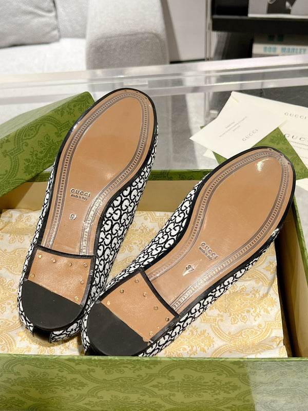 MEN'S LOAFER WITH HORSEBIT IN BLACK MIX WHITE MONOGRAM JACQUARD FABRIC