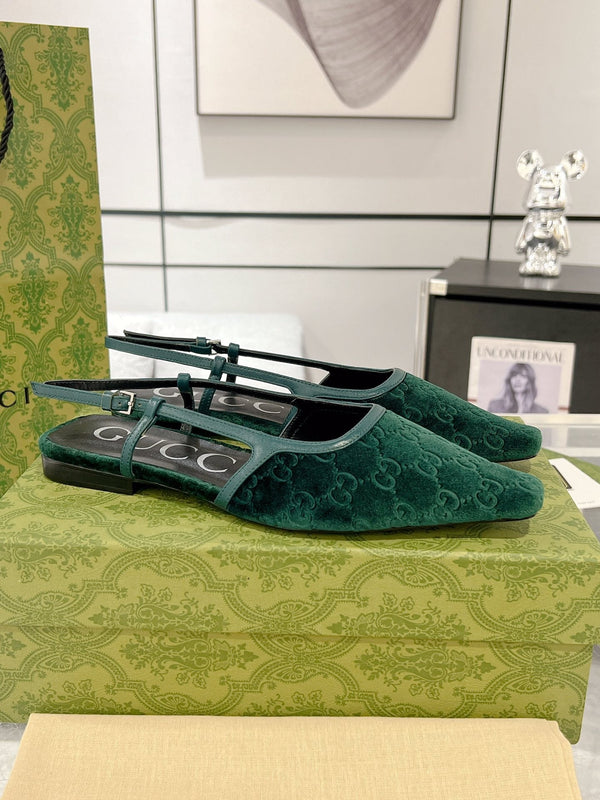 SCARPE BASSE GG SLINGBACK CASTLETON VELLUTO VERDE