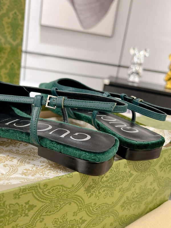 SCARPE BASSE GG SLINGBACK CASTLETON VELLUTO VERDE