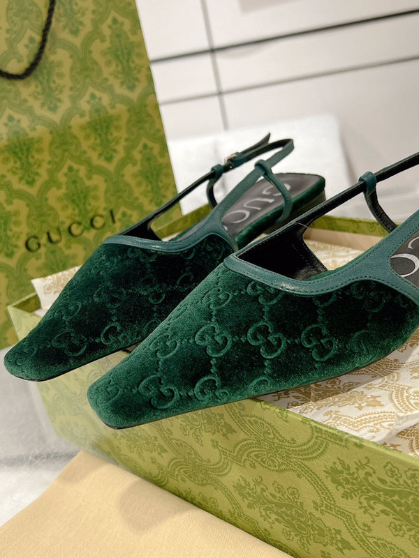 SCARPE BASSE GG SLINGBACK CASTLETON VELLUTO VERDE