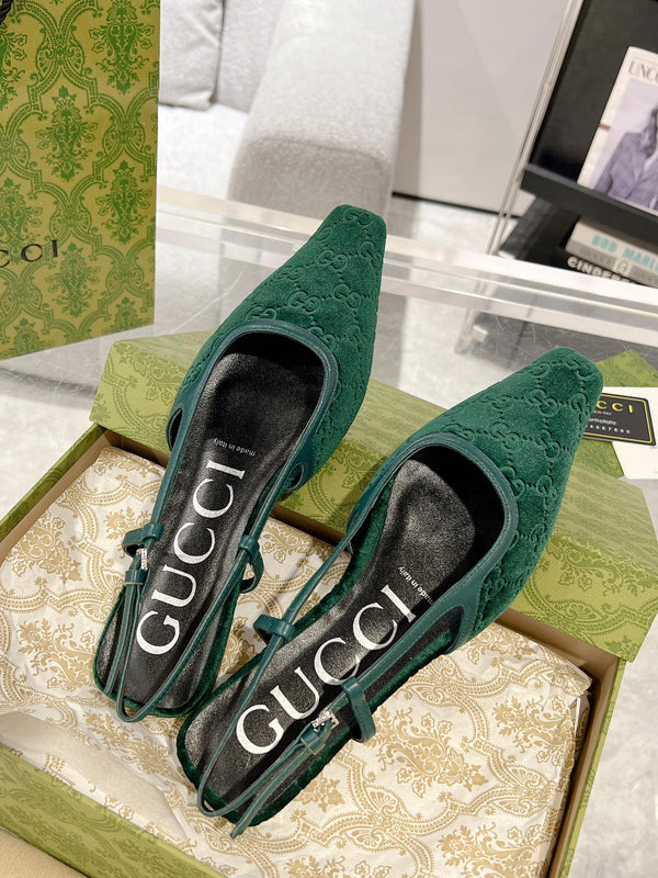 SCARPE BASSE GG SLINGBACK CASTLETON VELLUTO VERDE
