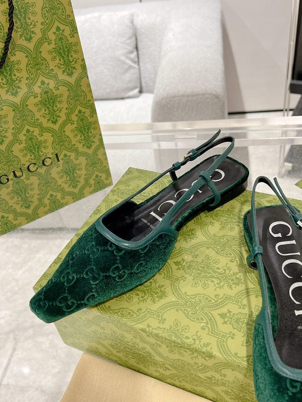 SCARPE BASSE GG SLINGBACK CASTLETON VELLUTO VERDE