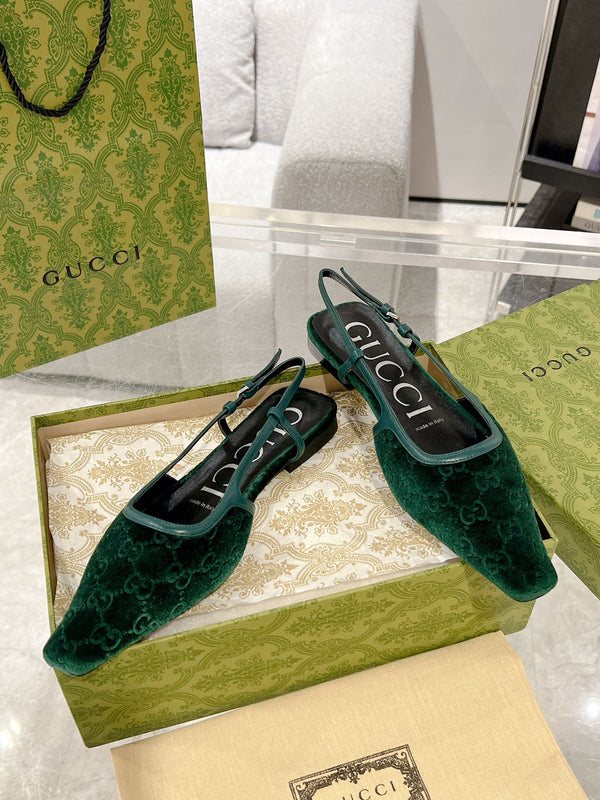 SCARPE BASSE GG SLINGBACK CASTLETON VELLUTO VERDE