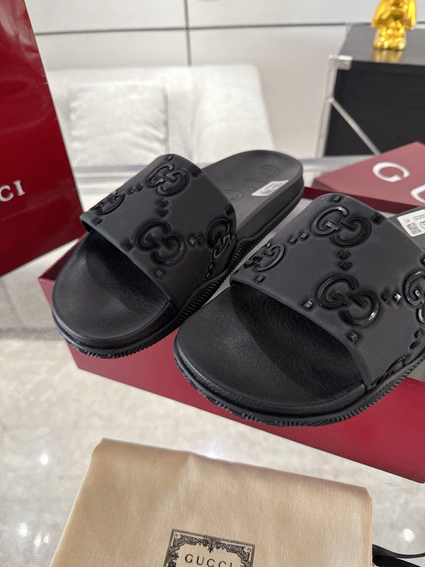 GC GG Slide Sandal Black Rubber 292416